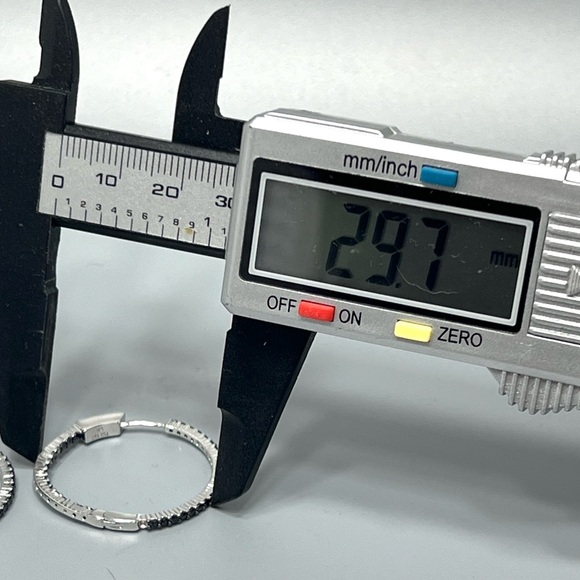 Sterling Silver & Black Spinel Ladies Hoop Earrings - Picture 6 of 6